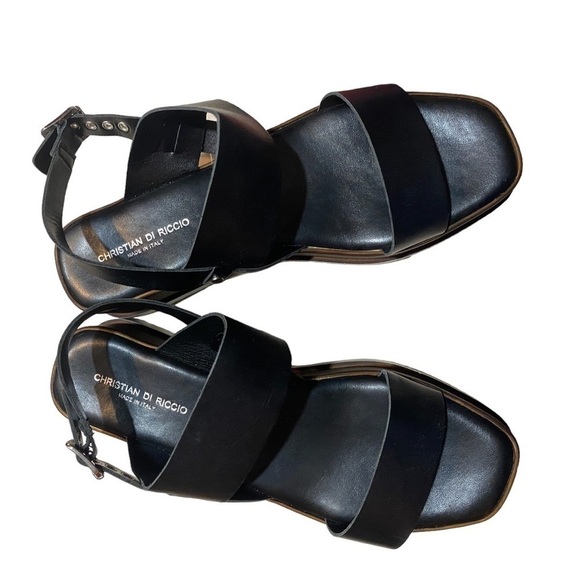 Christian Di Riccio Sandals Sling Back Heels Made in Italy Leather Size 41 - Picture 2 of 8